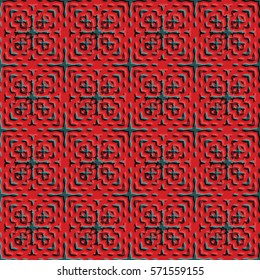 Bas-relief, optical illusion. Colorful endless texture with shadow. Architectural background. Geometric vector pattern for website, corporate style, party invitation, wallpaper, interior design