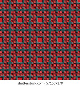 Bas-relief, optical illusion. Colorful endless texture with shadow. Architectural background. Geometric vector pattern for website, corporate style, party invitation, wallpaper, interior design
