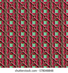 Bas-relief, optical illusion. Colorful endless texture with shadow. Architectural background. 