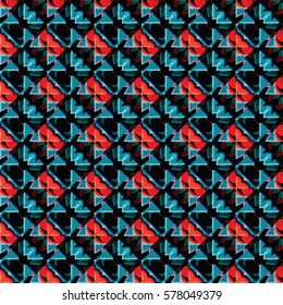 Bas-relief, optical illusion. Colorful endless texture with shadow. Architectural background.