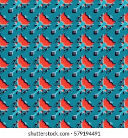 Bas-relief, optical illusion. Colorful endless texture with shadow. Architectural background. Geometric vector pattern for website, corporate style, party invitation, wallpaper, interior design