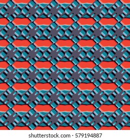 Bas-relief, optical illusion. Colorful endless texture with shadow. Architectural background. Geometric vector pattern for website, corporate style, party invitation, wallpaper, interior design