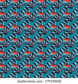 Bas-relief, optical illusion. Colorful endless texture with shadow. Architectural background. Geometric vector pattern for website, corporate style, party invitation, wallpaper, interior design