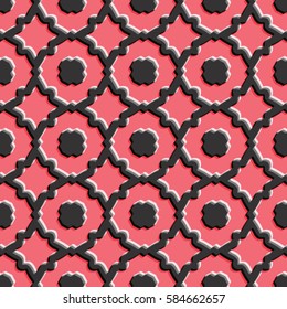Bas-relief, optical illusion. Colorful endless texture with shadow. Architectural background. Geometric vector pattern for website, corporate style, party invitation, wallpaper, interior design