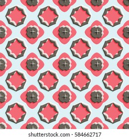 Bas-relief, optical illusion. Colorful endless texture with shadow. Architectural background. Geometric vector pattern for website, corporate style, party invitation, wallpaper, interior design