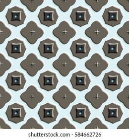 Bas-relief, optical illusion. Colorful endless texture with shadow. Architectural background. Geometric vector pattern for website, corporate style, party invitation, wallpaper, interior design