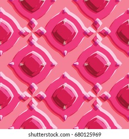 Bas-relief optical illusion. Colorful seamless texture with shadow. Geometric vector pattern for website, corporate style, party invitation, wallpaper, interior design