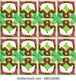 Bas-relief optical illusion. Colorful seamless texture with shadow. Geometric vector pattern for website, corporate style, party invitation, wallpaper, interior design