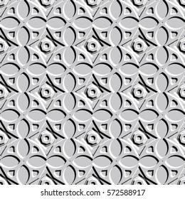 Bas-relief optical illusion. Endless texture with shadow. Geometric vector pattern for website, corporate style, party invitation, wallpaper, interior design