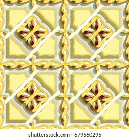 Bas-relief optical illusion. Seamless texture in grayscale color with shadow. Geometric vector pattern for website, corporate style, party invitation, wallpaper, interior design