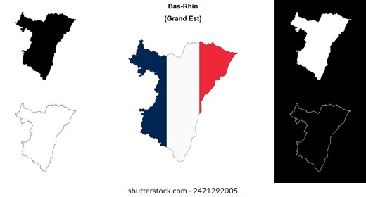 Bas-Rhin department outline map set