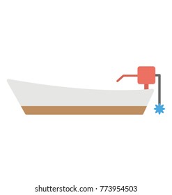 
Bass Boat Or As It Is Called Motor Boat Flat Vector Icon Design
