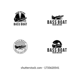 Bass Boat Set Design Logo Vector Illustration