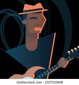 Título
Bass character playing in a rock band. Flat vector illustration