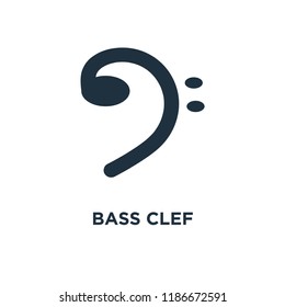 Bass clef icon. Black filled vector illustration. Bass clef symbol on white background. Can be used in web and mobile.