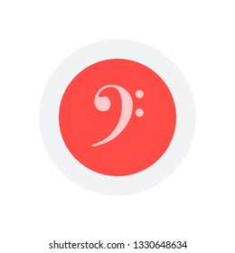 Bass Clef icon. Icon in colored circle with gray bold border. Web button, modern flat design