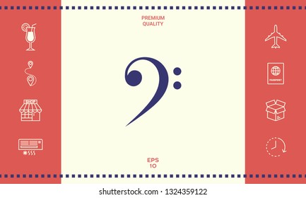 Bass clef icon. Graphic elements for your design