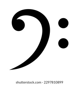 Bass clef icon. Vector illustration isolated on white background
