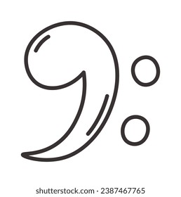 Bass Clef Inline Vector Illustration