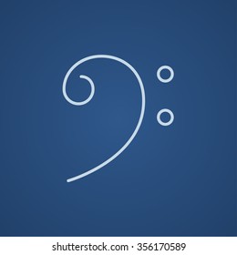 Bass clef line icon for web, mobile and infographics. Vector light blue icon isolated on blue background.