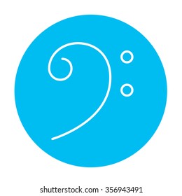Icono de la línea básica para web, móvil e infografía. Icono de blanco vector en el círculo azul claro aislado en fondo blanco.