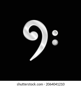 Bass Clef silver plated metallic icon