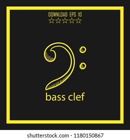 bass clef sketch vector icon