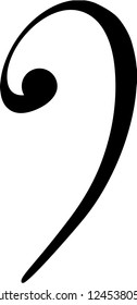 Bass clef symbol vector illustration in black and white