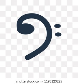 Bass clef vector icon isolated on transparent background, Bass clef transparency concept can be used web and mobile
