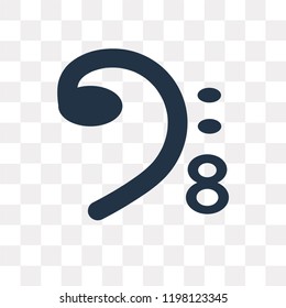 Bass clef vector icon isolated on transparent background, Bass clef transparency concept can be used web and mobile