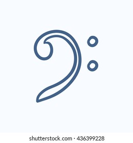 Bass clef vector sketch icon isolated on background. Hand drawn Bass clef icon. Bass clef sketch icon for infographic, website or app.