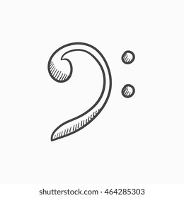 Icono de boceto vectorial Bass clef aislado en el fondo. Icono de la barra dibujada a mano. Icono de boceto Bass clef para infografía, sitio web o aplicación.
