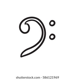 Bass clef vector sketch icon isolated on background. Hand drawn Bass clef icon. Bass clef sketch icon for infographic, website or app.