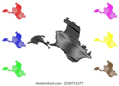 Bass Coast Shire (Commonwealth of Australia, Victoria state, Vic) map vector illustration, scribble sketch Bass Coast Shire Council map