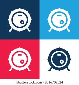 Bass Drum blue and red four color minimal icon set