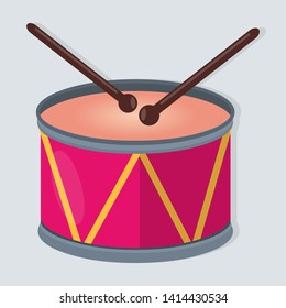 bass drum and drumsticks isolated vector illustration 