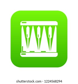 Bass drum icon green vector isolated on white background