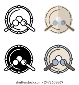 The Bass Drum icon is ideal for representing percussion instruments in various musical settings and bands.