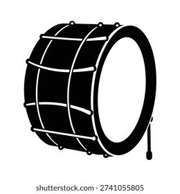 Bass drum silhouette vector art illustration and minimal black and white design