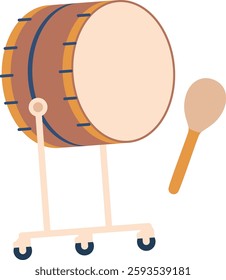 Bass drum with wooden drumsticks