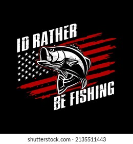 Bass Fish Art template. Unique and masculine Bass fish Jumping with american flag background. Great to use as your bass fishing Shirts.  svg