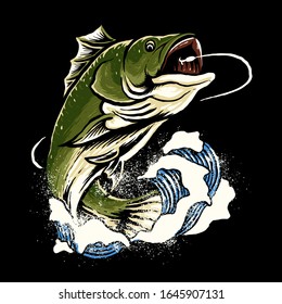 Bass Fish Art Vector Illustration