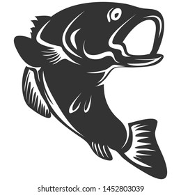 Bass Fish Black White Colour Stock Vector (Royalty Free) 1452803039