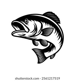 Bass Fish Design Vector Silhouette Illustration