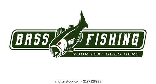 Bass fish fishing logo, jumping fish design template vector illustration. great to use as your any fishing company logo