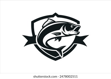 Bass fish fishing logo template in vector art, perfect for illustrations and designs.