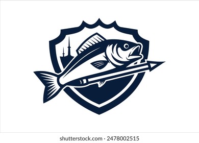 Bass fish fishing logo template in vector art, perfect for illustrations and designs.