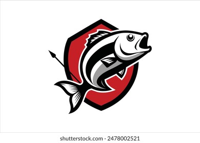 Bass fish fishing logo template in vector art, perfect for illustrations and designs.