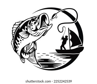 Bass Fish Hook Fisherman Vector