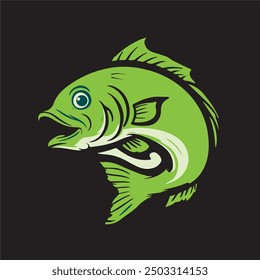 Bass fish icon isolated on white background Logo design element  label vector